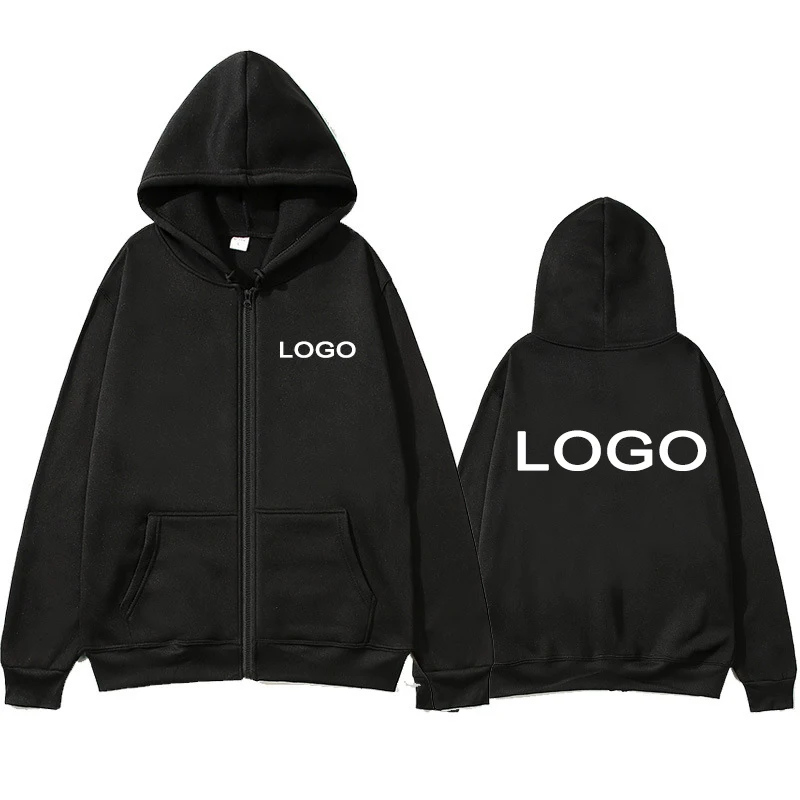 Customized Printed Men Women Zipper Up Hoodie Loose Casual Clothing Fashion Long Sleeve Sweatshirts Hooded Pullover Personality