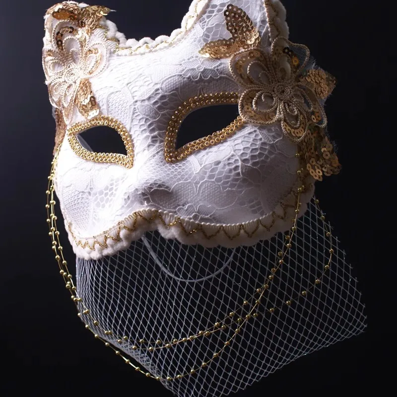 Suministros de Cosplay de gato Animal, actuación de fiesta de baile, mascarada, máscara de zorro, decoración de cara de Animal para pareja, máscaras de fiesta de Carnaval