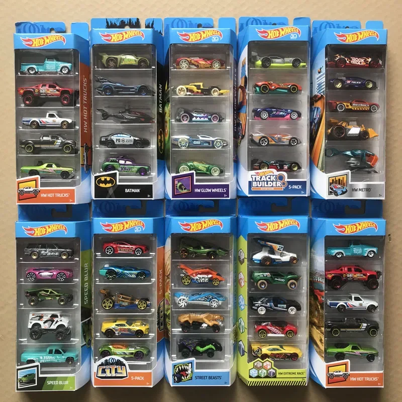 Original Hot Wheels 1/64 Combination 5 Car Per Set City Series Alloy Diecast Model Boys Toys for Children Fast Furious Batmobile