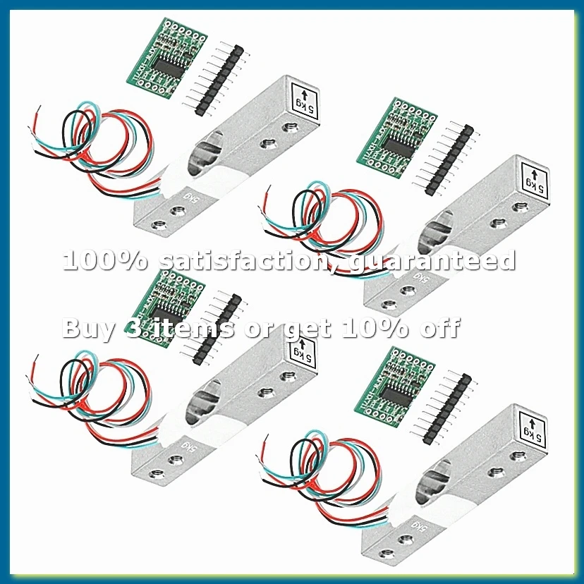 Digital Load Cell Weight Sensor,4Sets 5KG Load Cell HX711 AD Weighit Amplifier Module Pressure Sensor Ar Duino Load Cell-A62I