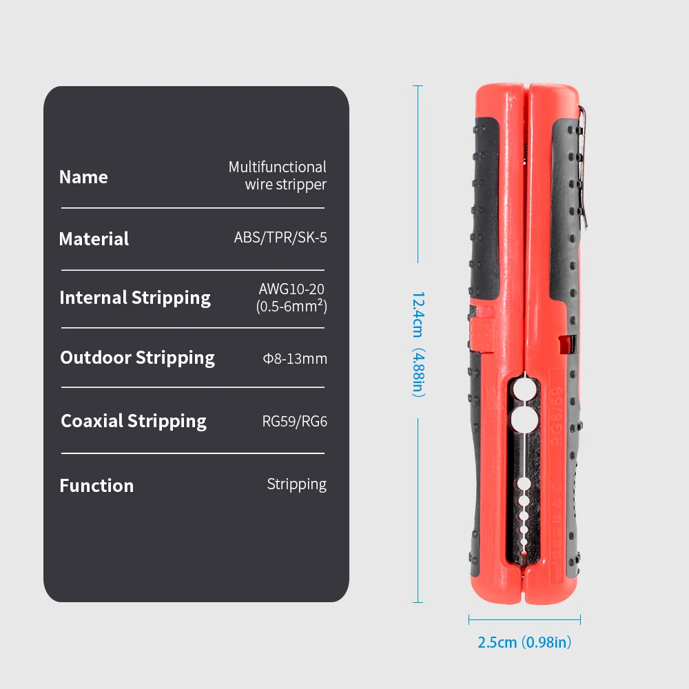 Multifunktionaler Drahtabisolierer und -schneider, tragbares Stiftclip-Design mit rutschfestem Griff für elektrische und Netzwerkkabel – Detail 2