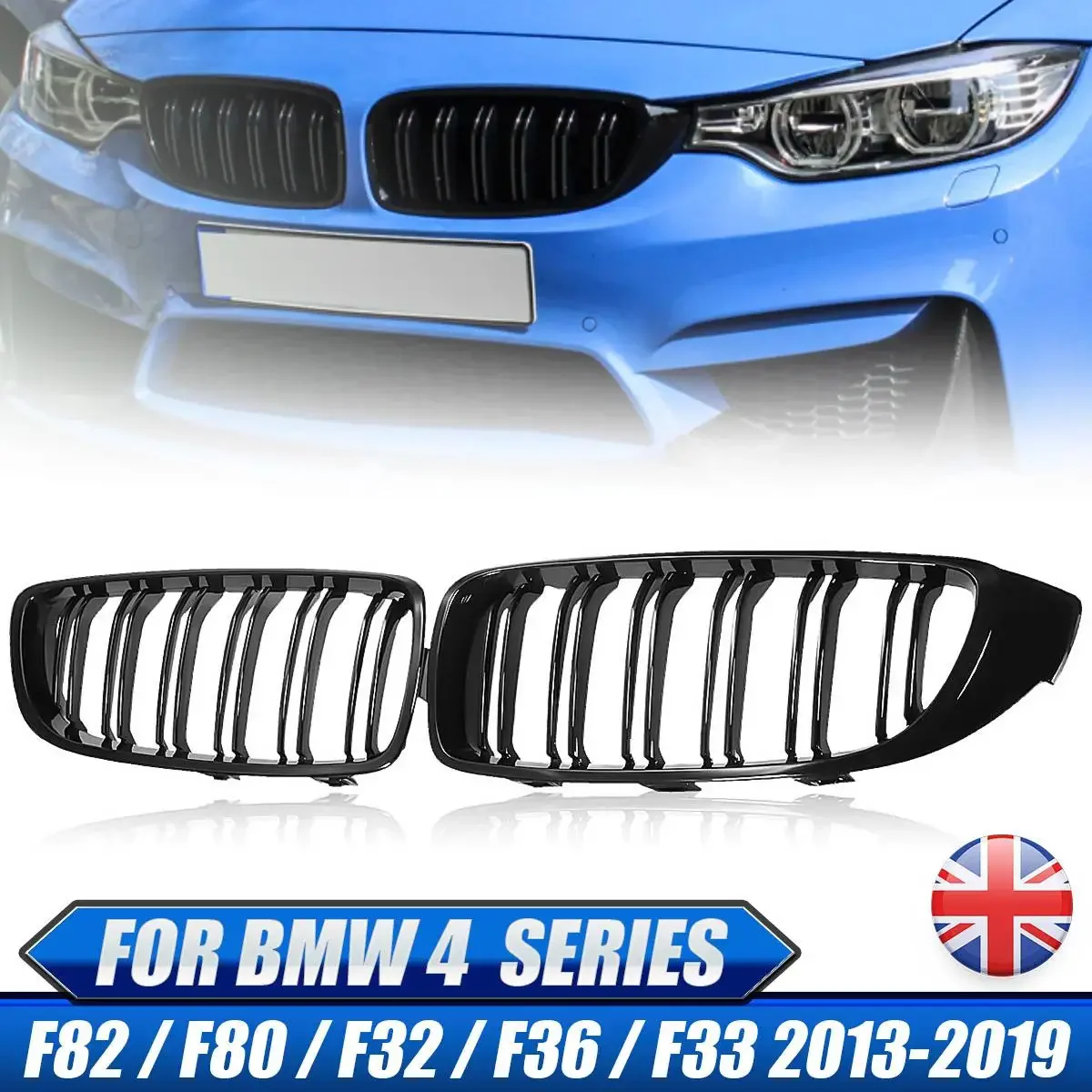 Grelha dianteira com ripa dupla, grelha estilo M4 para BMW F32, F33, F36, F80, F82, Coupé Cabriolet, 425i, 430i, 440i, 435i, 2013-2018, 2x