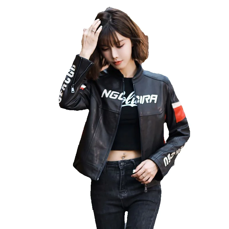 New Slim Fit Genuine Leather Jacket For Women, Genuine Sheepskin Short Motorcycle Leather Jacket, Cool And Slimming Jacket