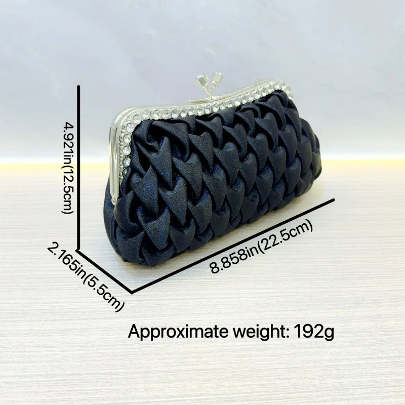 Chic Design Rhinestoneผ้าไหมซาตินพื้นผิวกระเป๋าถือคลัทช์กระเป๋าแฟชั่นจีบCloudรูปผู้หญิงไหล่Crossbodyกระเป๋า