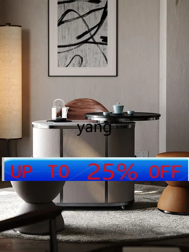LMM Tea Cart Original Natural Marble Moving Tea Table Automatic Water Feeding Luxury Stone Tea Making Table