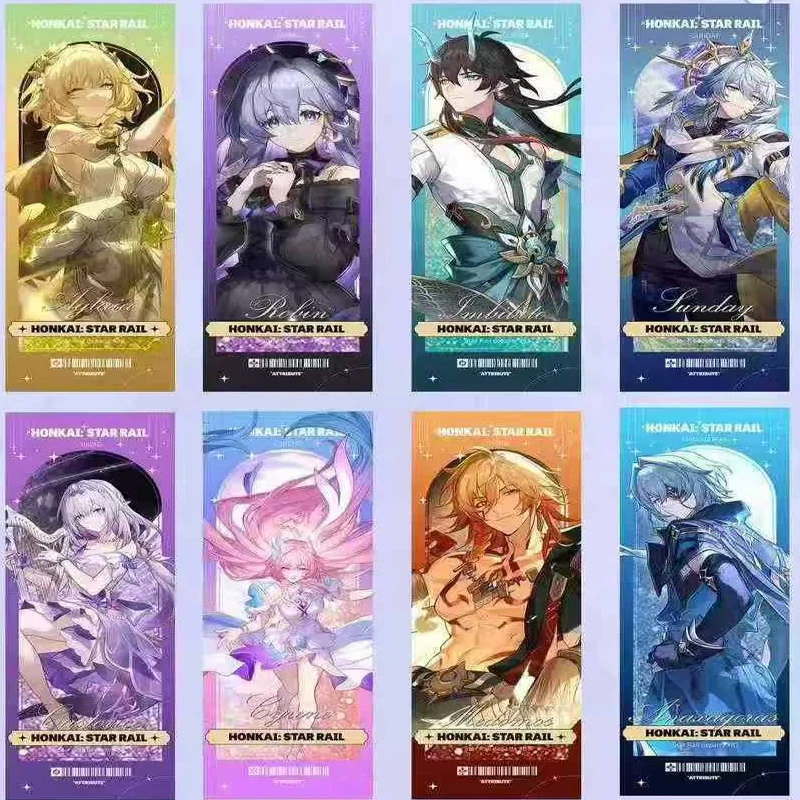 도매 혼카이 스타 레일 글리터 티켓 세트 56종 디자인 18x6cm 샌드 플로우 컬렉션 한정판 1차 시리즈 팬들을 위한