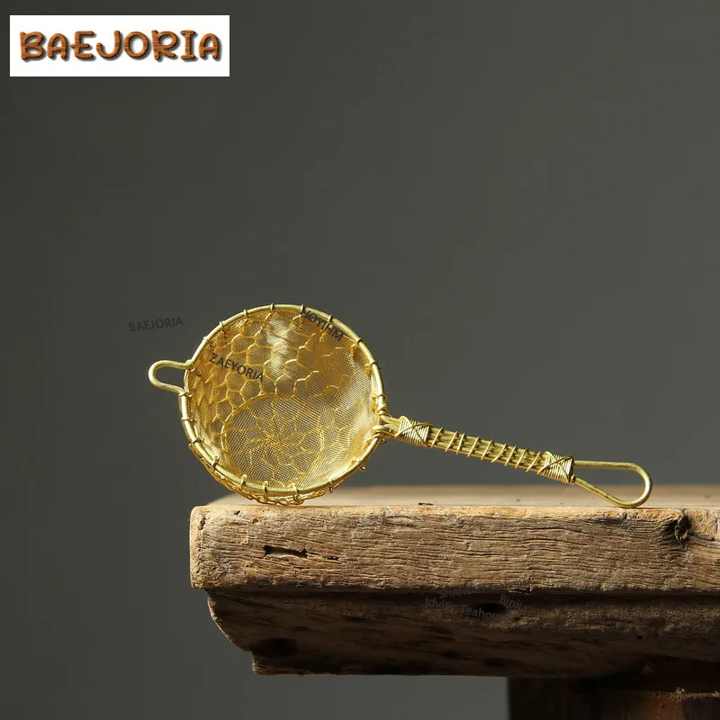 BAEJORIA Hand-woven Brass Tea Separator Infusor Handmade Tea Strainer Dispenser Tea Maker Tea Filter Chinese Tea Set Decoration