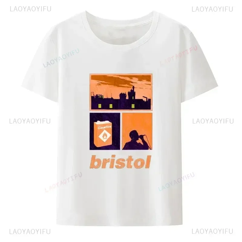 Bristol Liveing Printed White Tees Harajuku Casual Stree Tops Men Women Short Sleeve Breathable Graphic T Shirts 80s90s