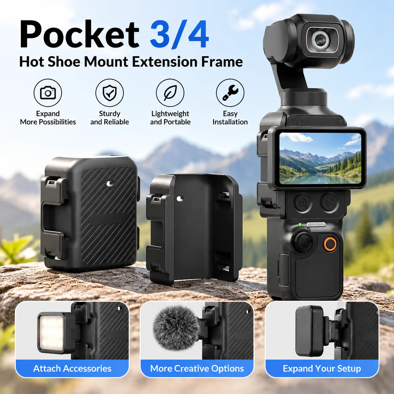 Gashapon Cold Shoe Expansion Frame For Dji Osmo Pocket 3 4 Multi Functional Adapter Bracket Fixed Clip Vlogging Camera