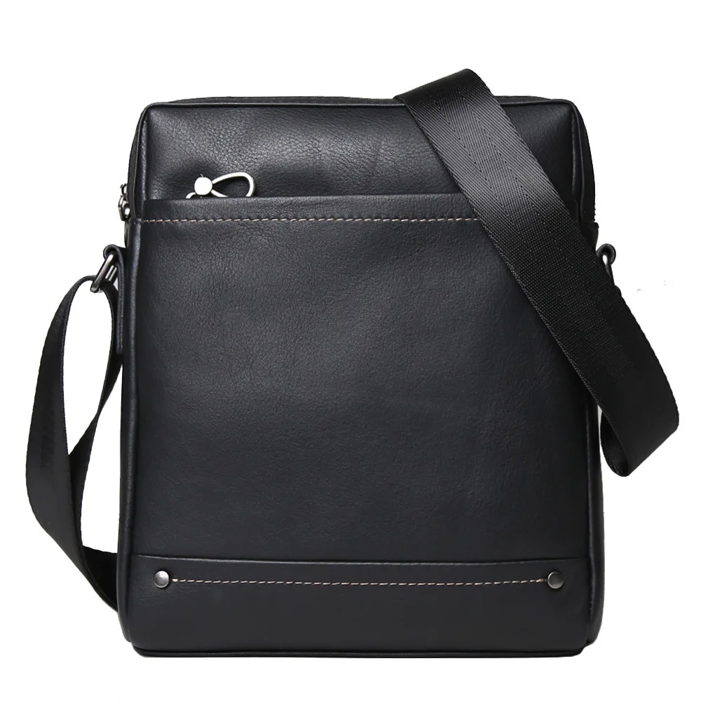 Men Genuine Top Layer Cowhide Vertical Crossbody Bag Casual Business Shoulder Leather Bag