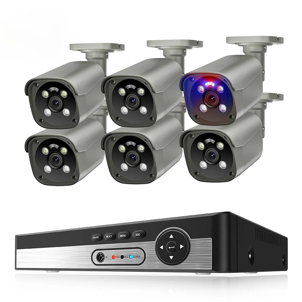 Channel 4K CCTV Camera System 8Mp Poe Nvr Kit Face Record And Two Way Audio Outdoor Use