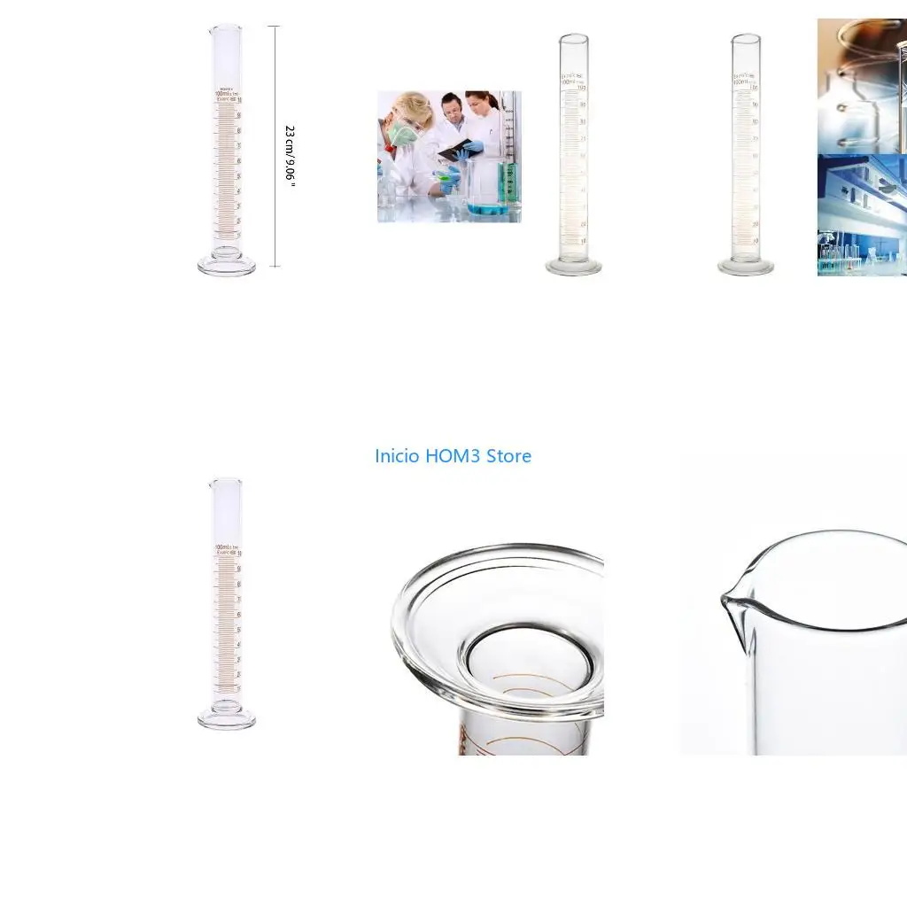 A5YD Glass Graduated Cylinder Thick Measuring Cylinder 100ml Chemistry Spout Measure