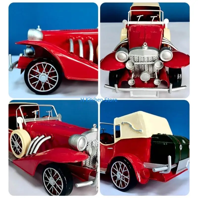 

16FC Vintage Car Model Crafts Ornament Metal Art Decorative Models Supplies for New Year Birthday Party Decor Present Gift