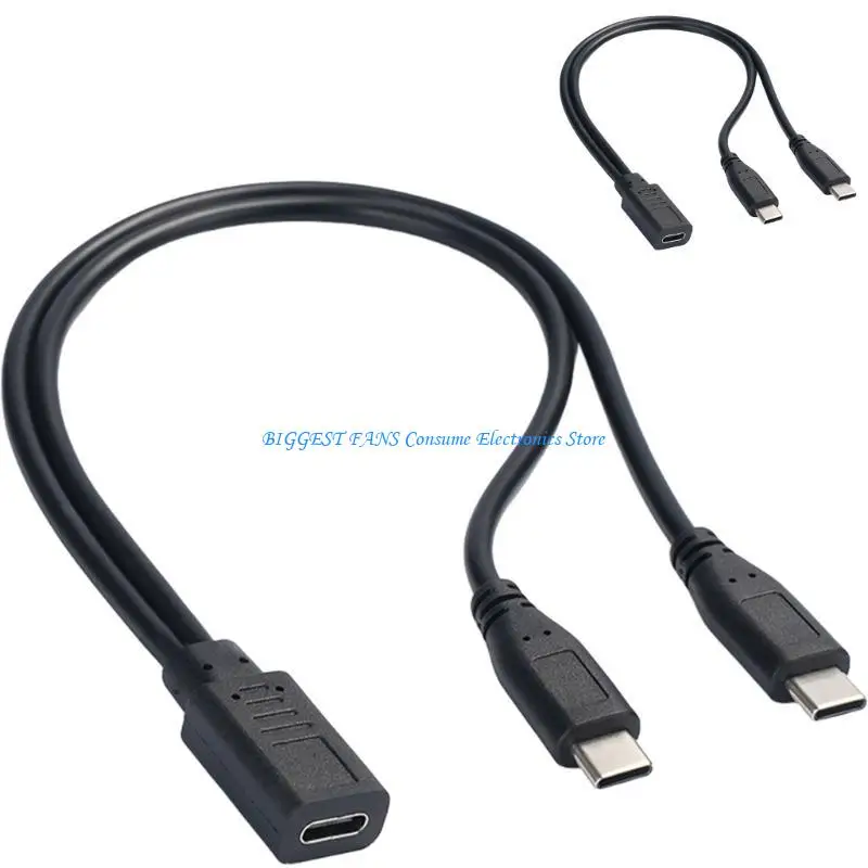 

USB C Splitter Cable Feet USB Type C Male to 2 Double Type C Female
