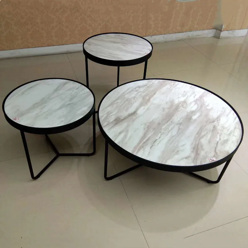 Nordic round light luxury coffee table designer simple modern marble slate side table size combination coffee table