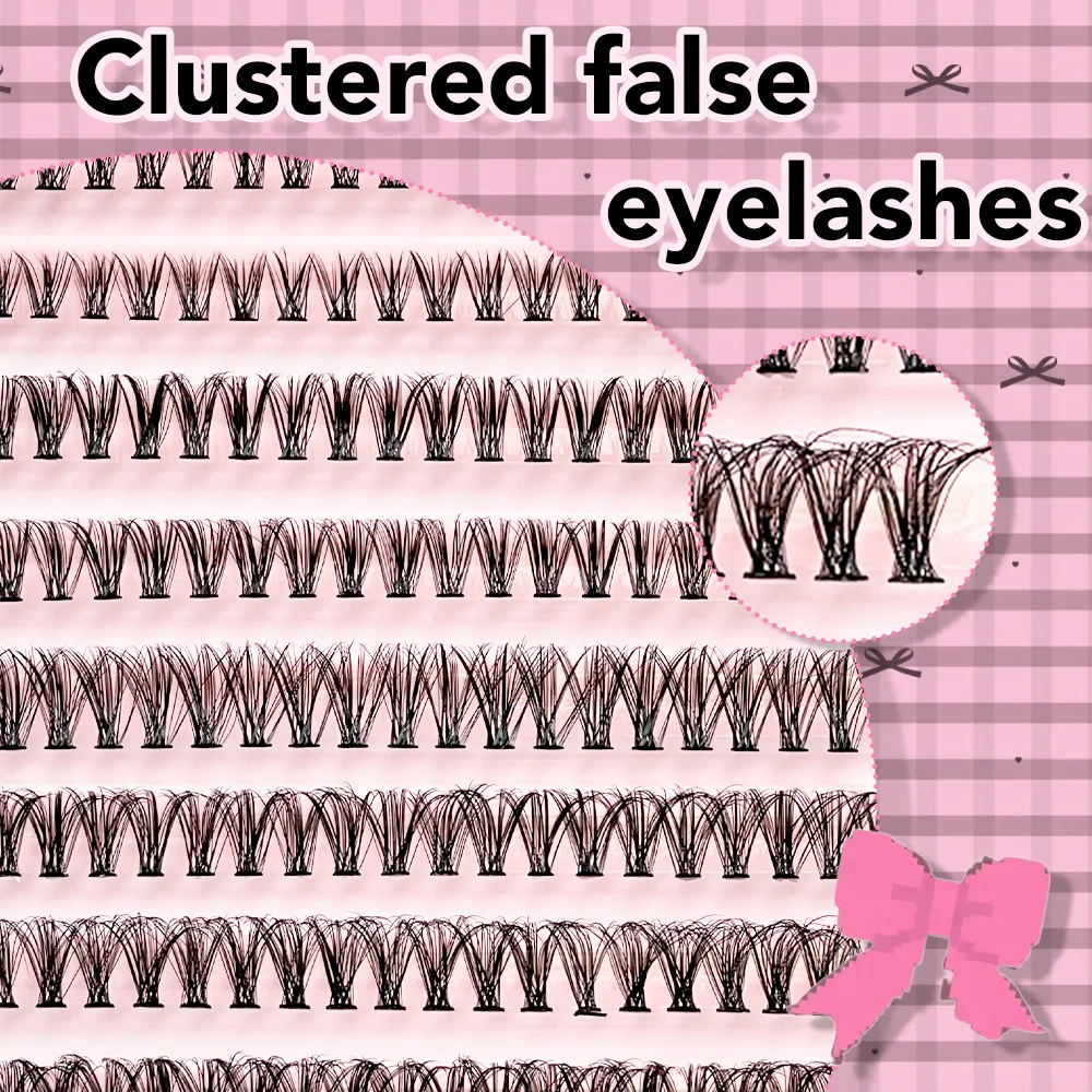 Clusterwimpers 8-16 mm, natuurlijk make-upeffect, gemengde lengtes, natuurlijk pluizig, geschikt voor beginners, herbruikbaar.
