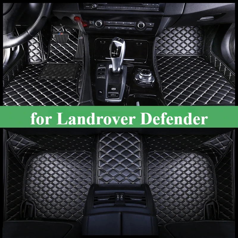 Custom Car Floor Mats for Land Rover Defender 2008-2024 5Seats Model 1st & 2nd Row All Weather Auto Accessories Foot leather