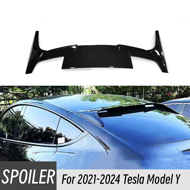 

For 2021-2024 Tesla Model Y Rear windshield Trunk Lid Spoiler Wings Black Carbon Exterior Tuning Car Accessories Part