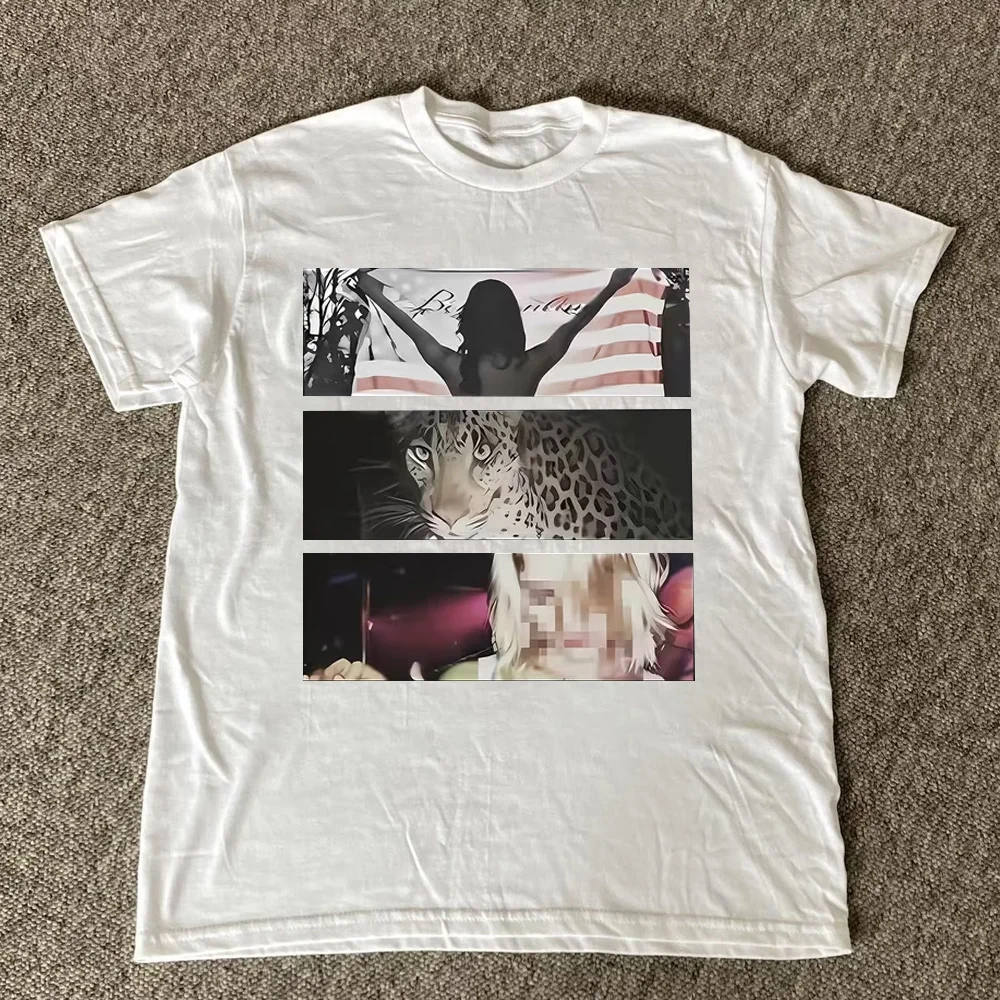 Blend Grunge Photo Collage Print Casual Short Sleeve T-Shirt Retro Streetwear Tee Unisex Retro Street Y2K Fashion Tops Clothing