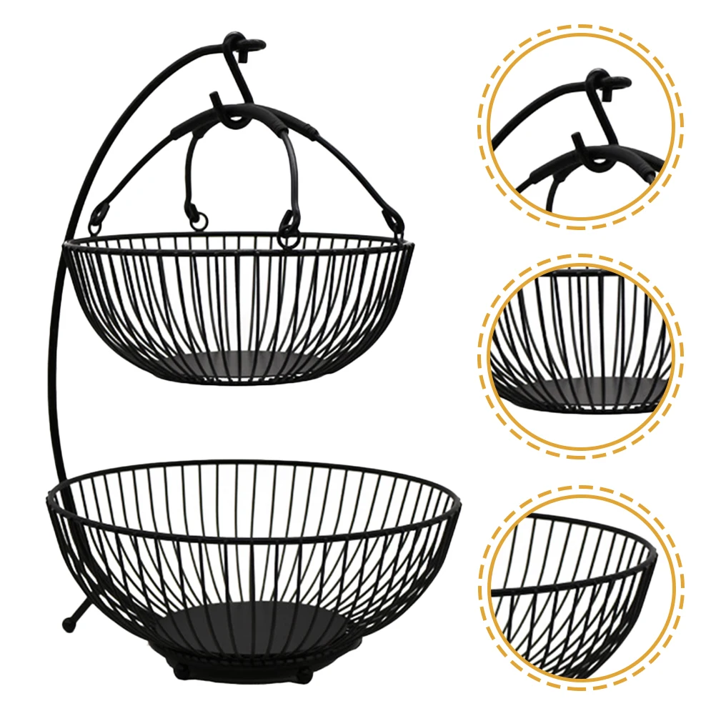 

Double Tier Iron Storage Basket Detachable Multi-Layer Fruit Container For Kitchen Home Party Snacks Serving Tray Household
