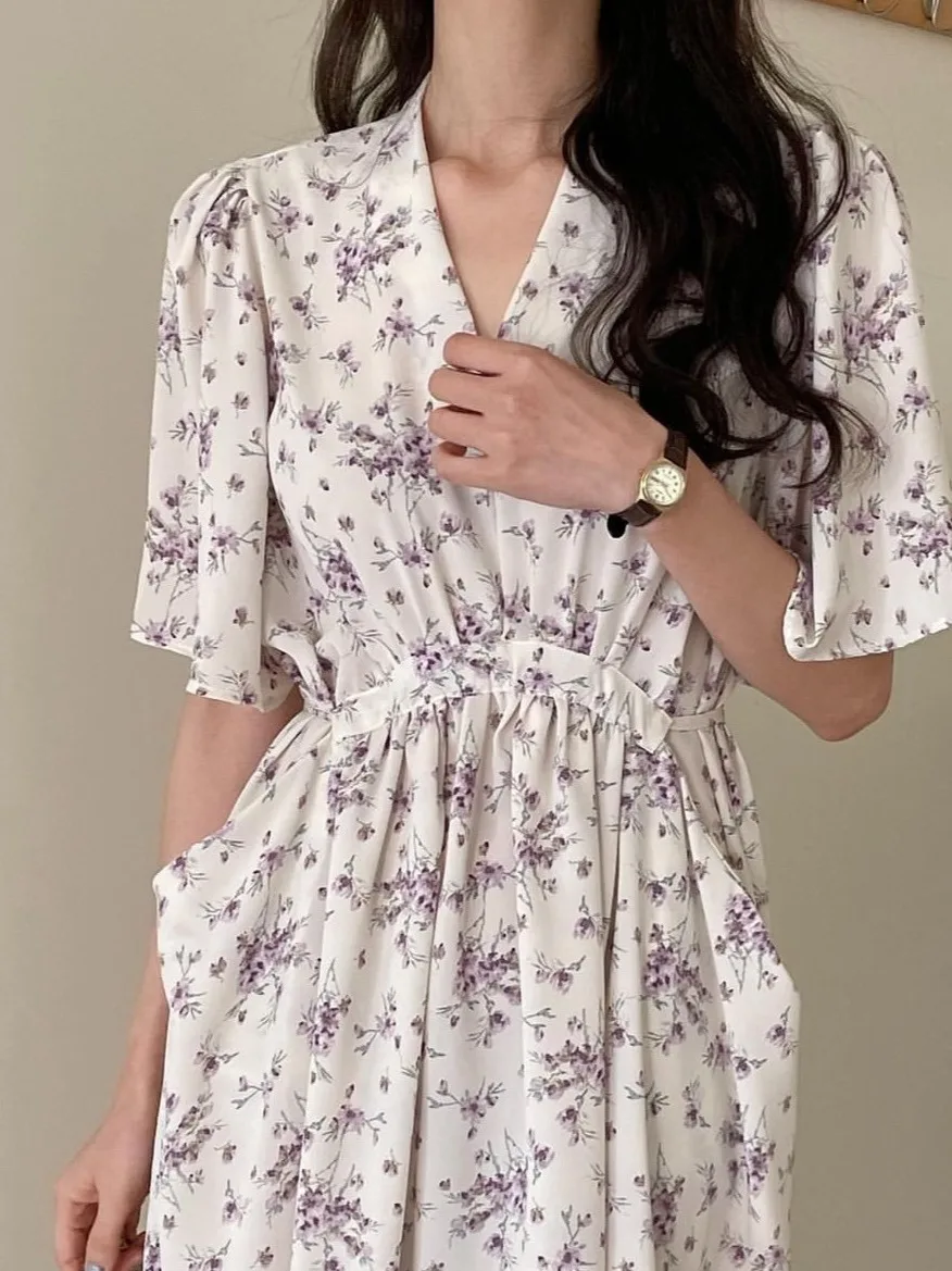 

Ele Long Dr Dongda Gate Sweet Youthful Printed Maxi Gown Women's Spring Autumn Faion High Quali Fabric