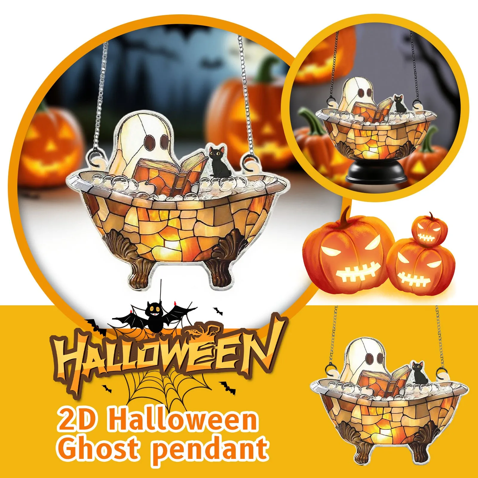 عيد الميلاد الديكور قلادة شجرة عيد الميلاد العلامة موضوع حزب الحرف زخرفة هالوين شبح 2d شقة الاكريليك الحرف عطلة أتموس #2