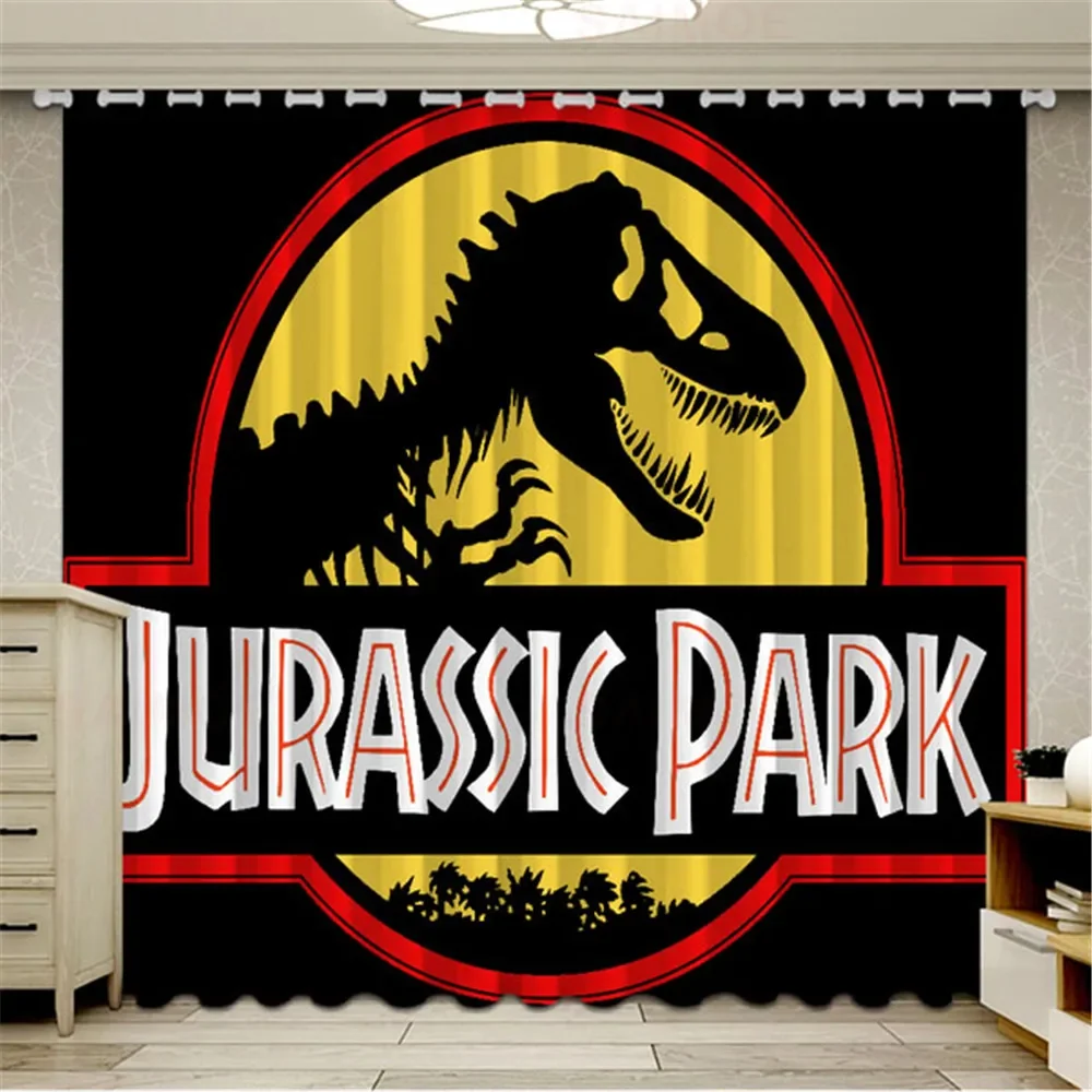 3D Fashion Jurassic Park Dinosaur Window Blackout Curtains For Living Room Anime Kids Blinds Finished Drapes Ultra-thin Micro