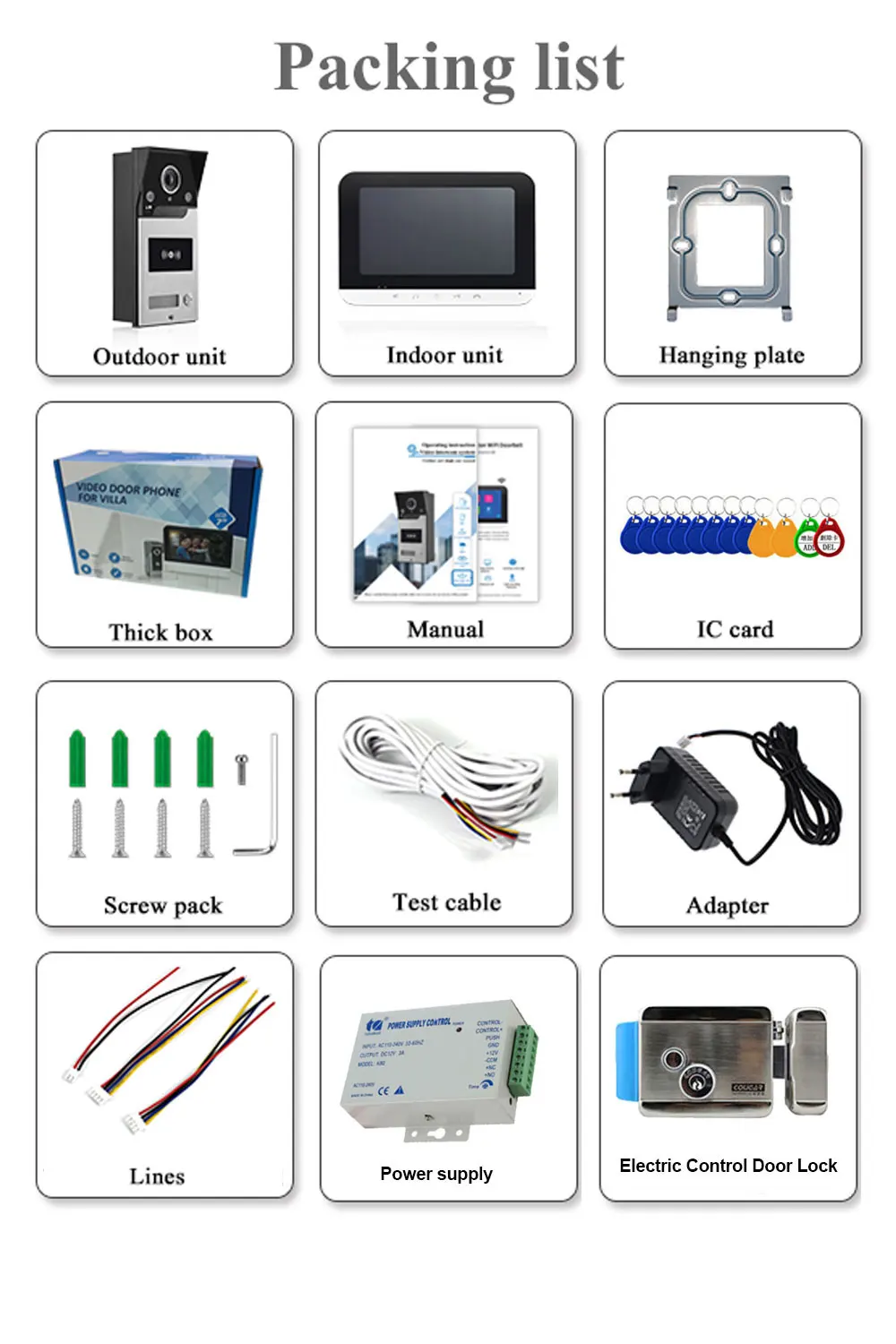 Tuya WiFi Smart Video Door Phone Intercom System, Monitor e Bloqueio, Câmera RFID Campainha, Telefone APP Desbloqueio, 7 \