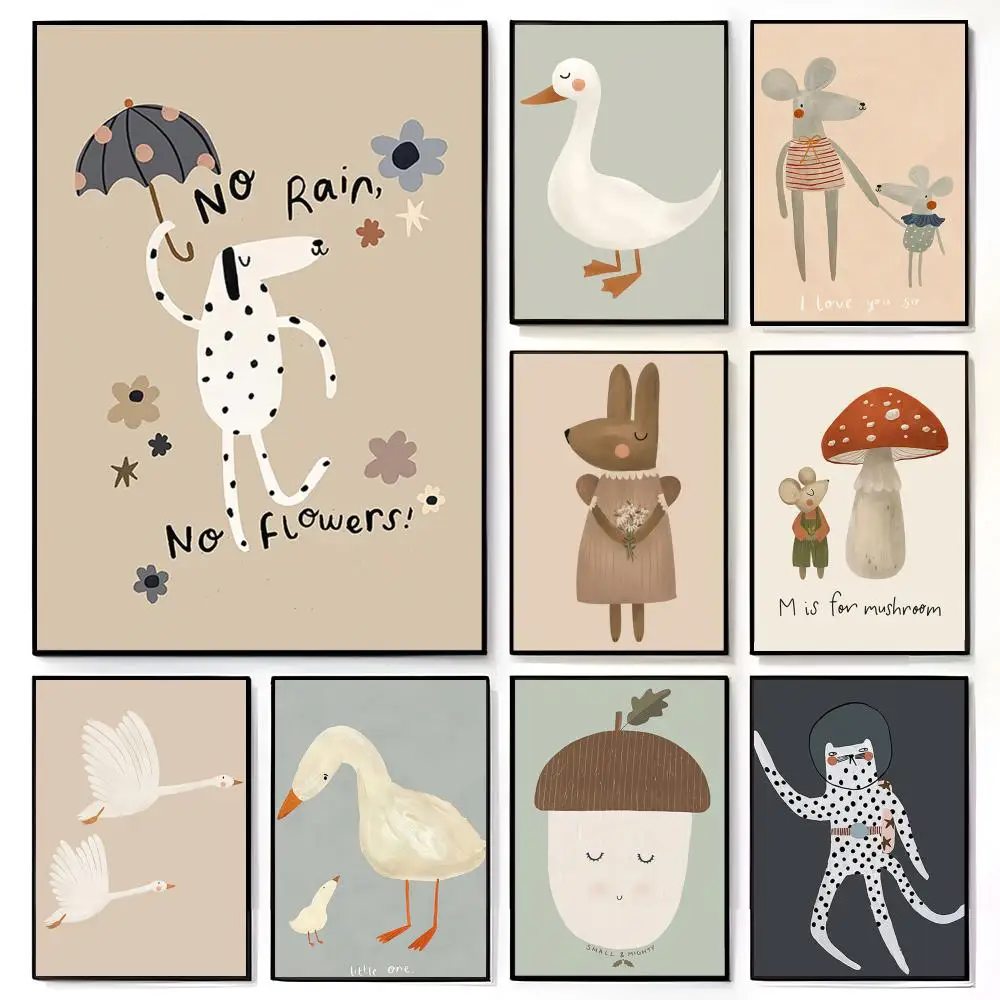 Cartoon Rabbit Fox Mouse Goose Art Poster American Film Mural Home Childrens Room Wall Decor Print