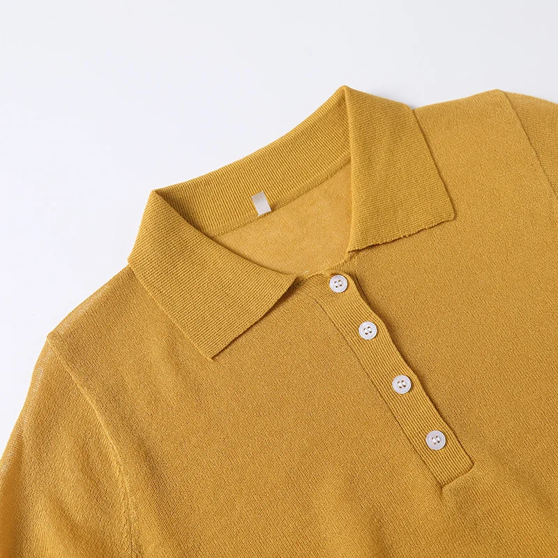 

Casual Color Knitted irt ort Sve Versatile Top for Women Comfortable Breathable Loose Fit Autumn Faion
