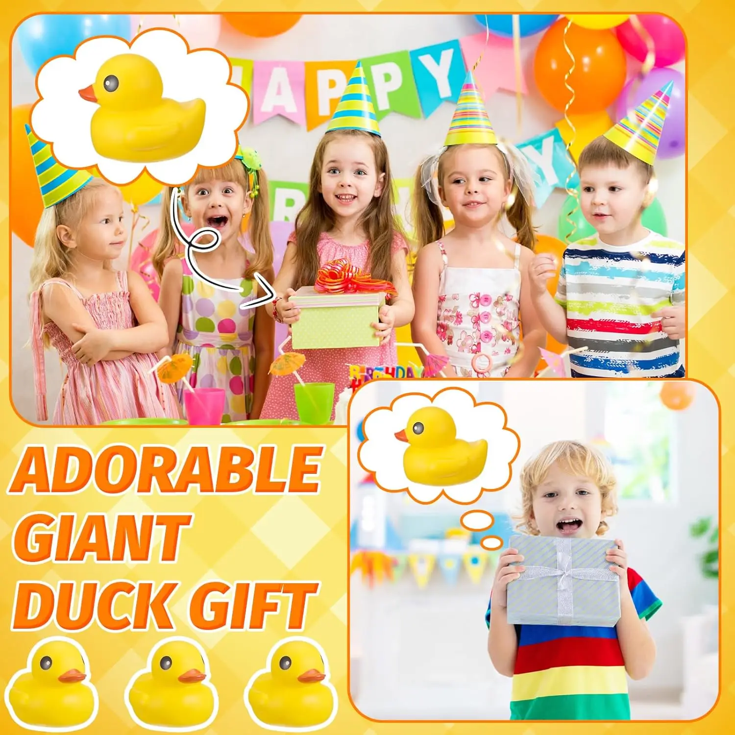 Giant Rubber Duck 6.89 Inch Big Rubber Duck Large Duck Bath Toy with Squeaky Sound for Summer Baby Shower Birthday Party Favor