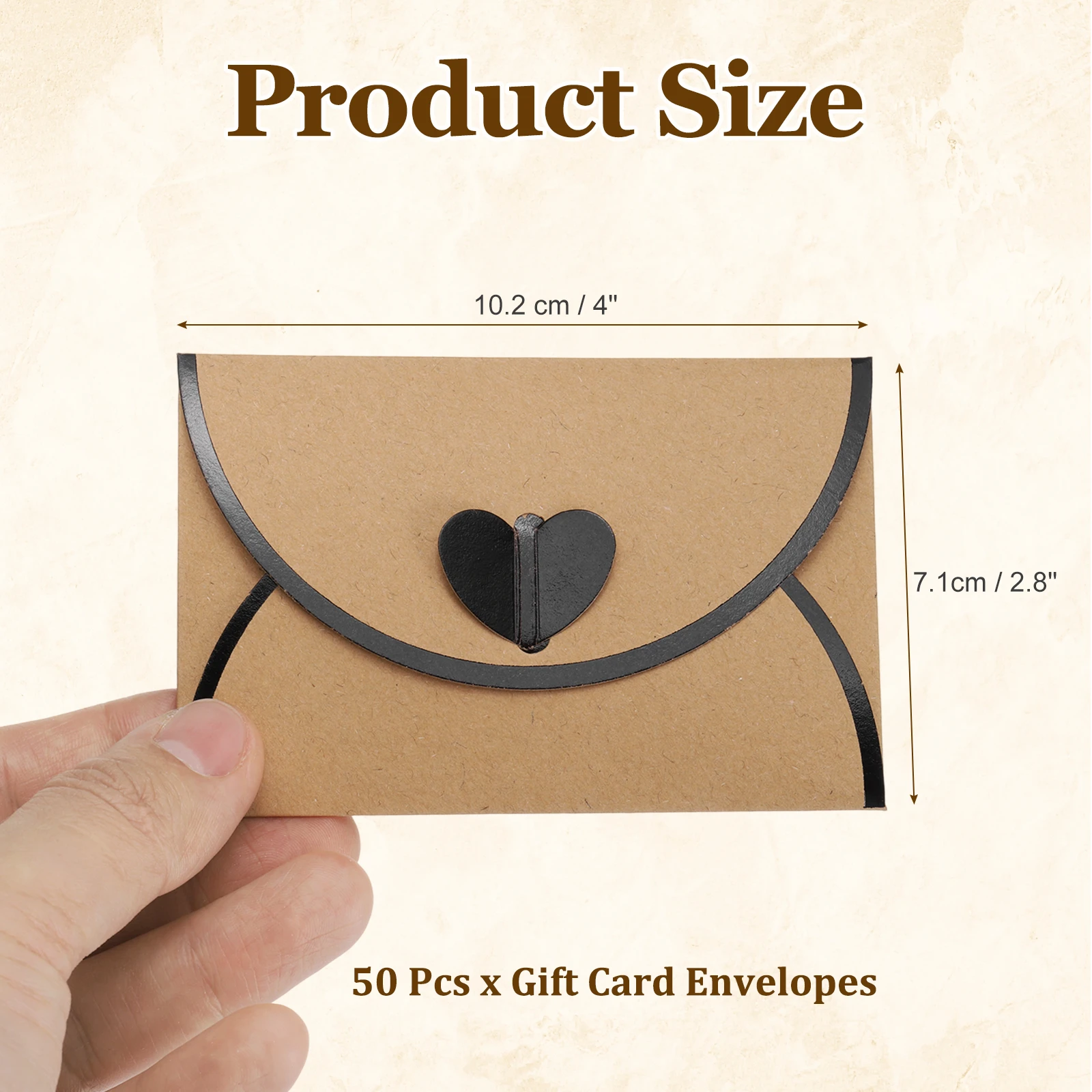 50Pcs Kraft Paper Gift Card Envelopes 4x2.8