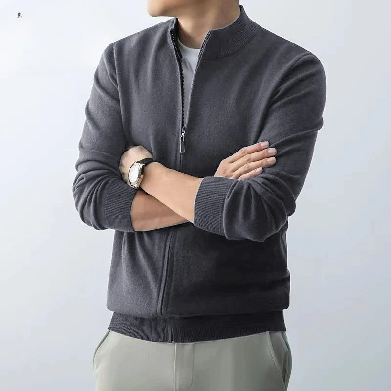 

Мужской кардиган на молнии с изображением животных, свитер, приталенные свитера, трикотажный джемпер, теплая холодная блузка, длинные толстовки на молнии