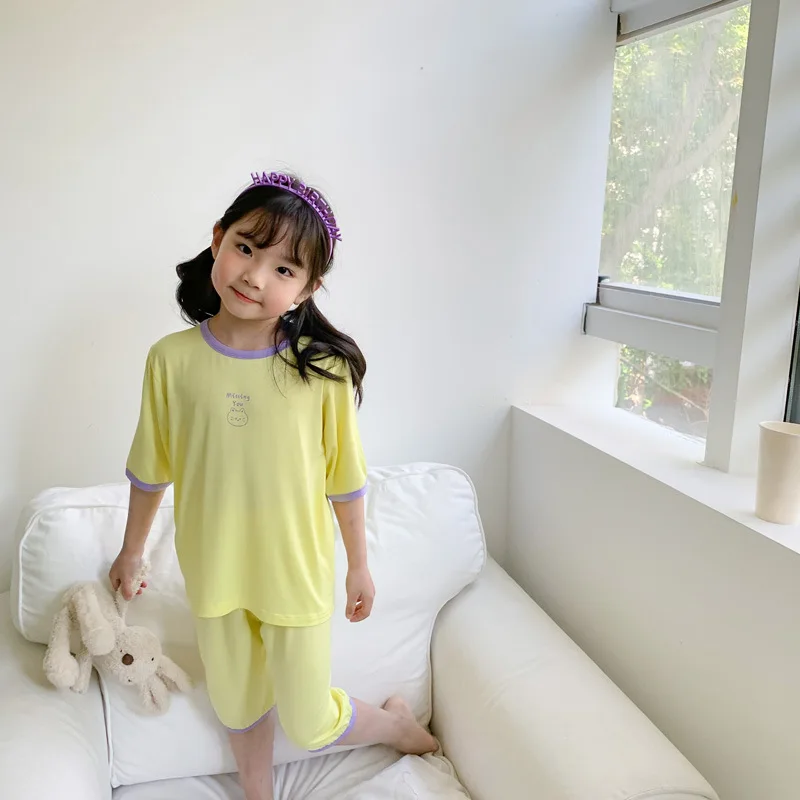 New Summer Modal Comfortable Sweat Absorption 1 to 8 Years Old Boys and Girls Home Pajamas Set