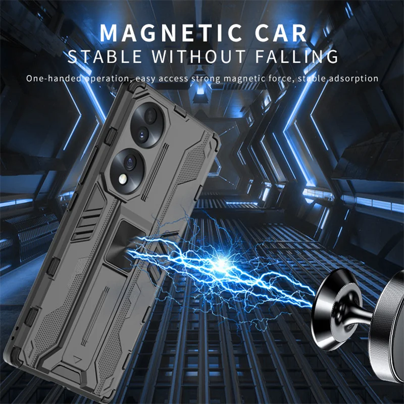 For OPPO Reno 11 5G Case Car Magnetic Holder Stand Armor Funda For OPPO Reno11 5G 6.7