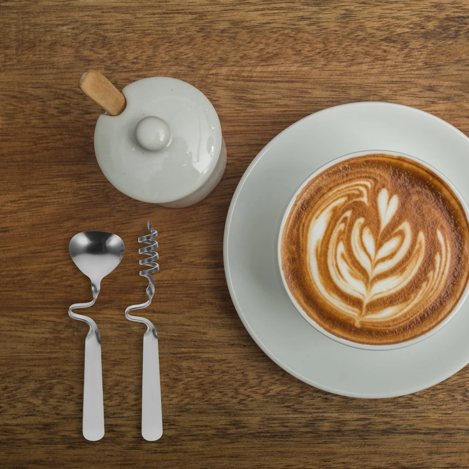 

2pcs Stainless Steel Coffee Premium Long Handle Mixing For Coffee Tea Juice Creative Curving Handle Spoons Household Food Grade