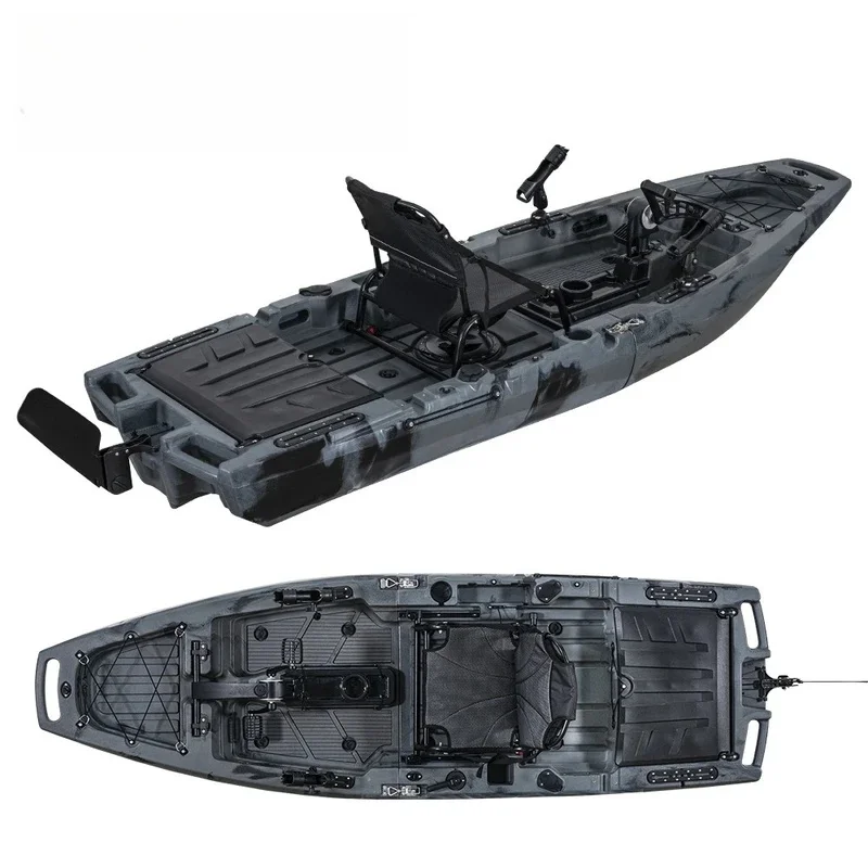 Rotomolded Hard Plastic Kayak Boat, Support Installation of Electric Push Pedal Drive System for Outdoor Water Sports.