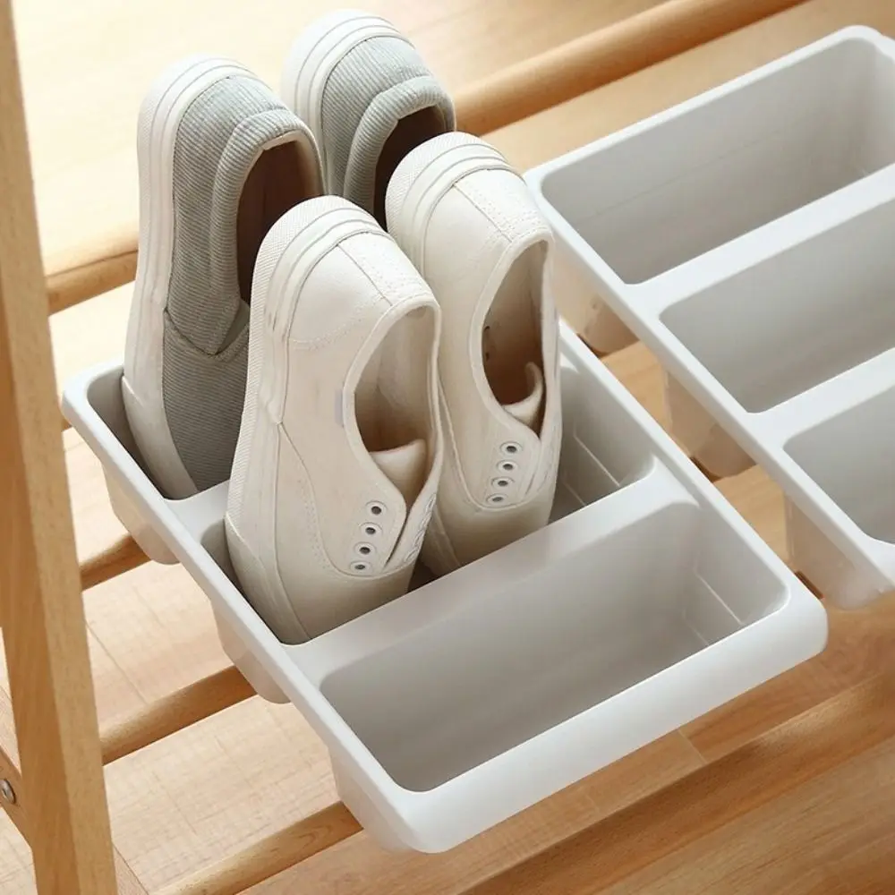 

2PCS Plastic 3 Grid Shoe Rack Nordic Style Large Vertical Slippers Rack Space Saving Oblique Plug-In Shoe Storage Rack Home
