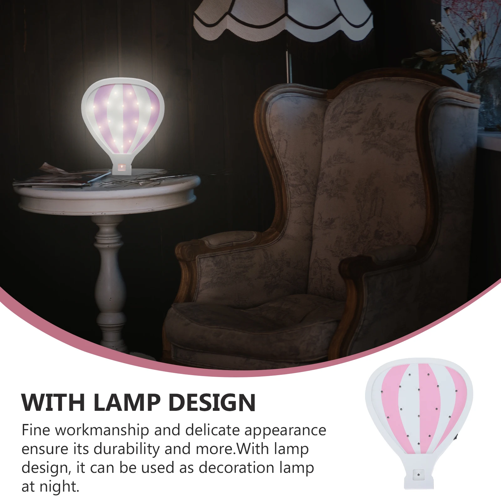 

Hot Air Balloon Led Night Light Decorative Wall Hanging Light For Home Bedroom Acrylic Durable Non-Deforming Safe Long Lasting