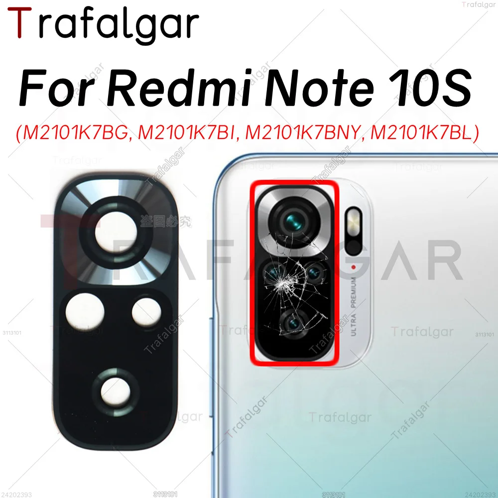 Rear Back Camera Glasss Lens Cover For Xiaomi Redmi Note 10S M2101K7BG M2101K7BI M2101K7BNY M2101K7BL Replacement+Sticker