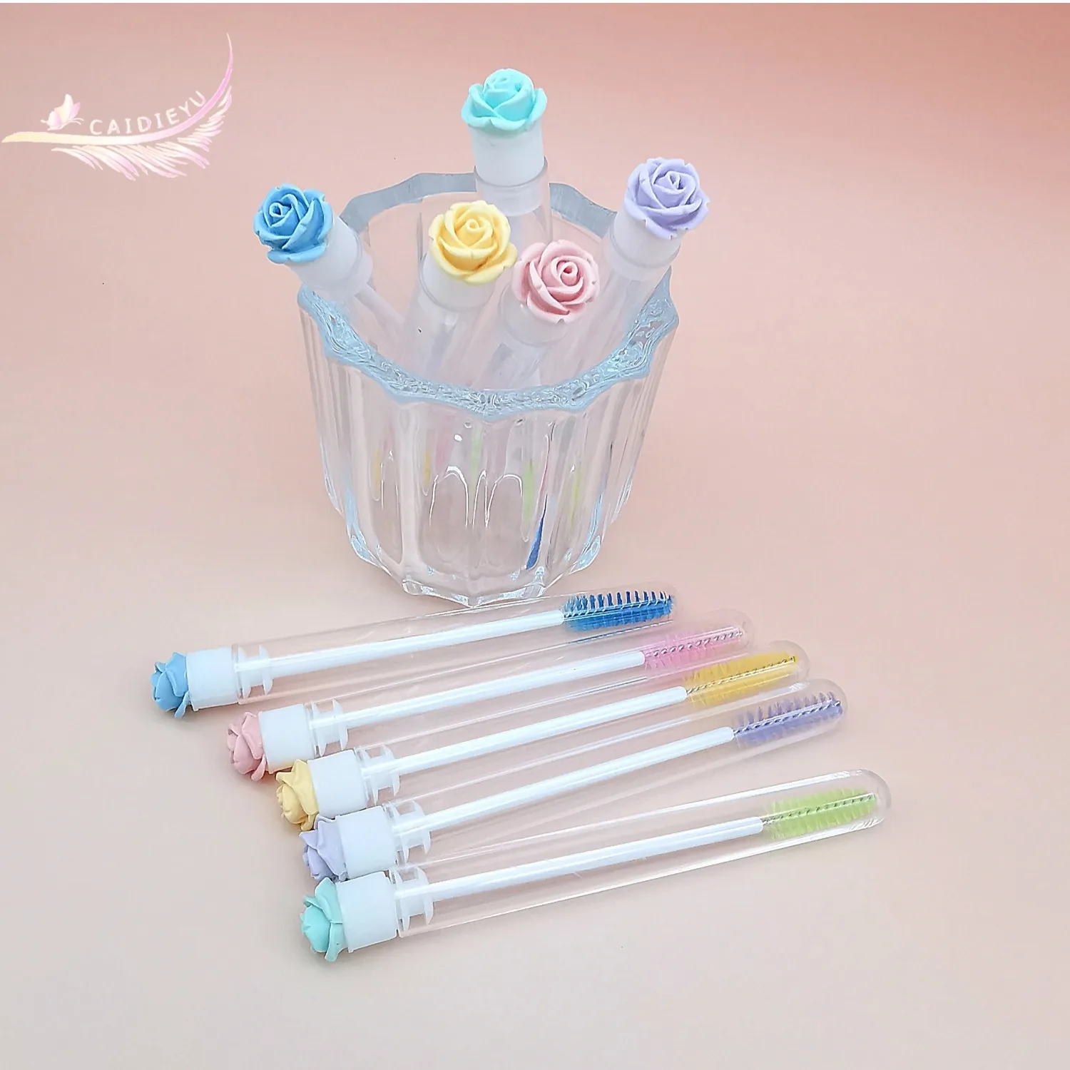 

10 件 Rose Eyelash Brush Tube Reusable Eyebrow Eyelash Mascara Brush Tube Dust-Proof