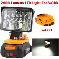 Portable Wireless LED Work Light For Worx 20V Lithium Battery Outdoor Emergency Light  w/USB QC3.0 Rechargeable (NO Battery )