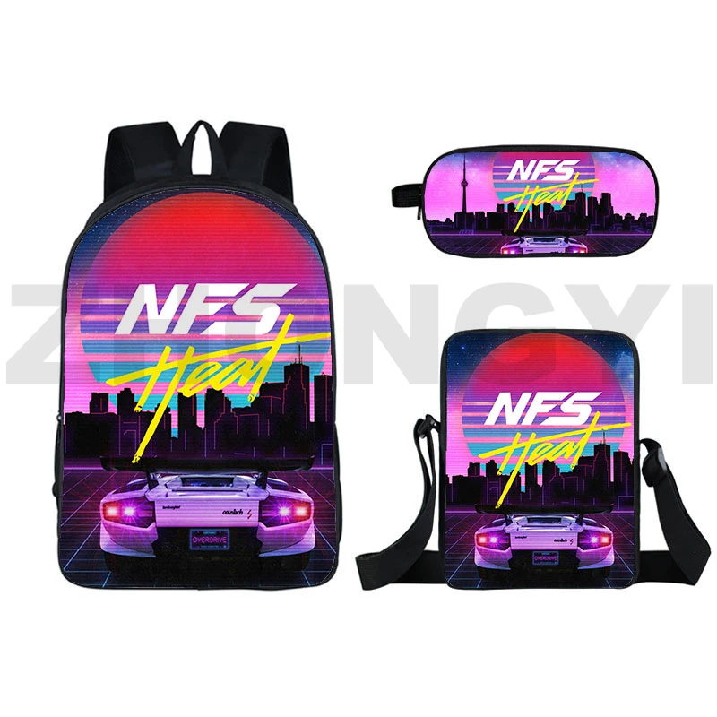 Need for Speed 3D Backpack Hot Car NFS Kids School Bags 3 Pcs/Set Racing Game Canvas Backpack Men Teens Back Pack Crossbody 2022