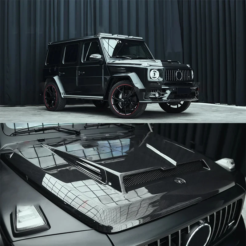 Fits 2019+ Mercedes G Class W463a G500 G63, M Style Carbon Fiber Engine Bonnet with Front Hood Scoop