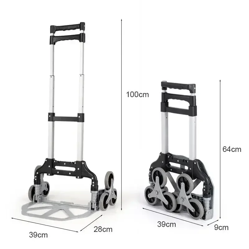 Portable Aluminum Folding Climbing Cart Hand Truck 6 Wheel Climbing Stairs Foldable Hand Trolley Push CartHot Sales