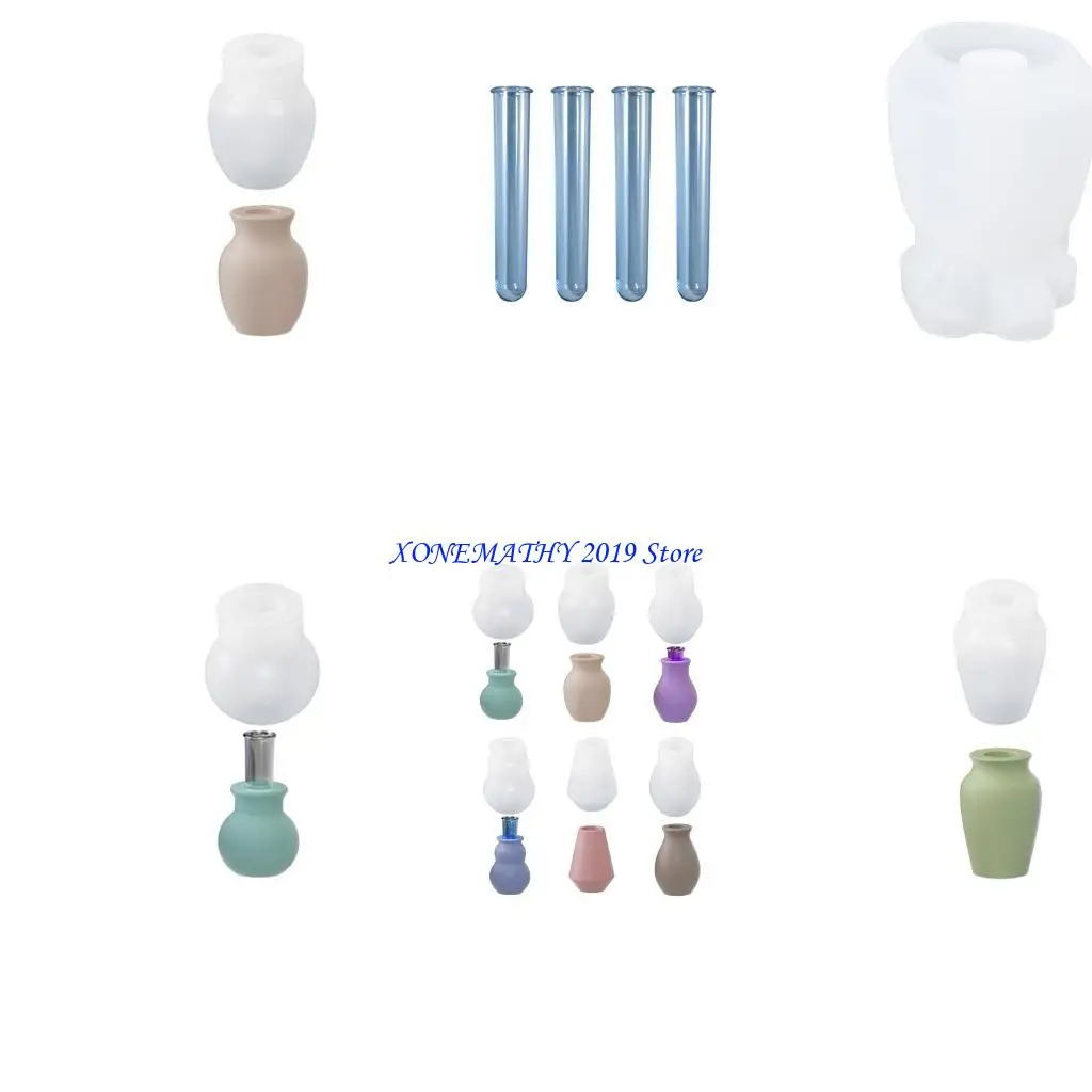 F42F Test Tube Vase Silicone Mold DIY Holder Molds Desktop Flower Pots Decors
