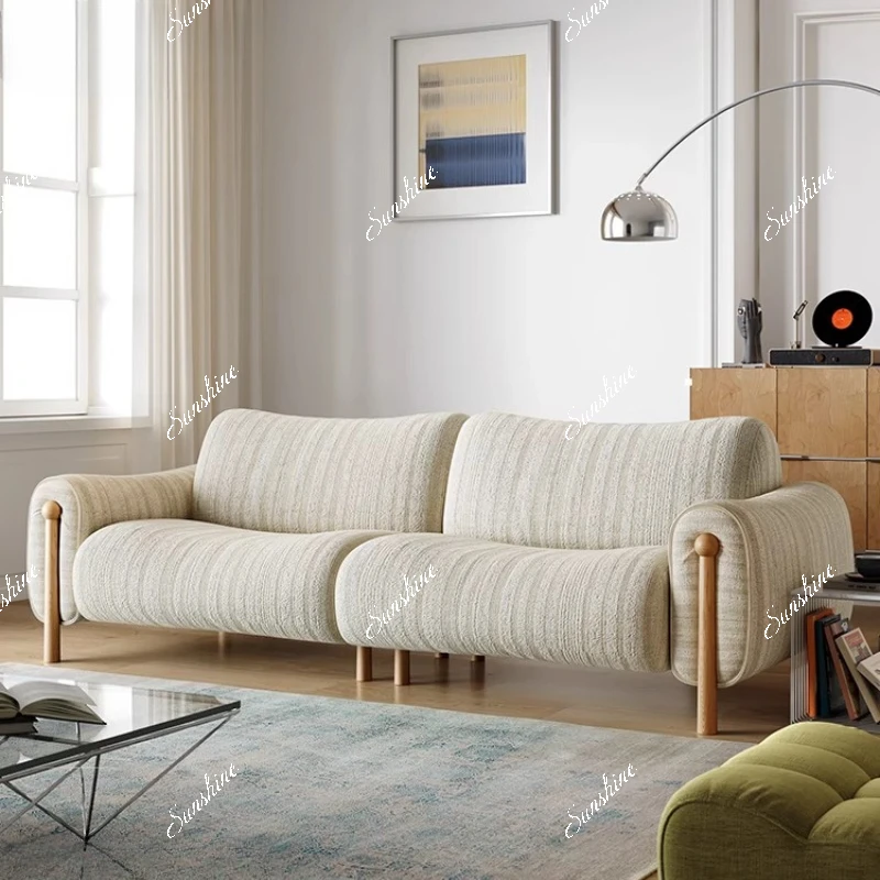 

French inline solid wood high leg removable and washable fabric sofa