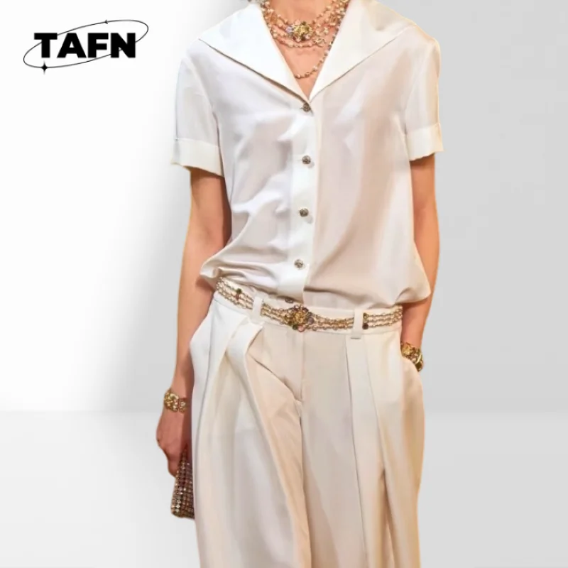 

Women’s White Shirt Classic Button Blouse Ladies Polka Dot Shirt Loose Fit Long Sleeve Blouse Ladies Soft Cotton Shirt AH01133