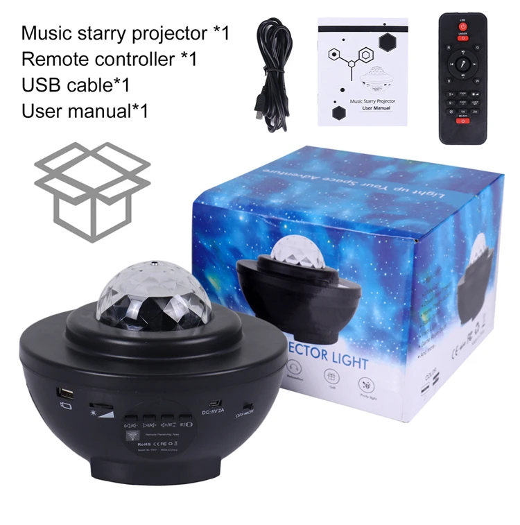 ZK50 LED Star Galaxy Projector Ocean Music Starry Water Wave Projector Light Sound-Activated Projector Light for Childrens