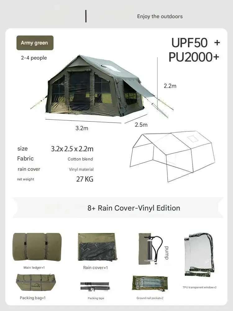 Inflatable Four-season Waterproof Portable Cotton Tent Expansion Hall Quick Automatic Opening for Winter Outdoor Camping